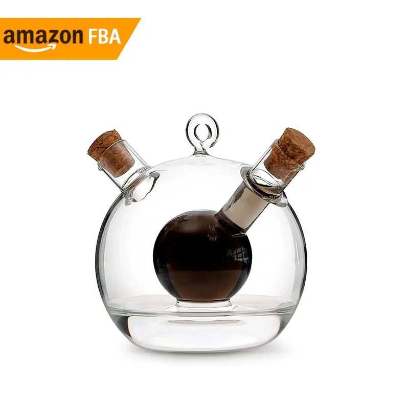 Kitchen Supplies Glass 2 in 1 Oil and Vinegar Dispenser Cruet Bottle Balsamic Vinegar Cruet Bottle with Cork Stoppers