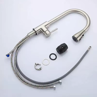 Robinet de cuisine moderne minimaliste en acier inoxydable 304, à arc haute extensible, anti-éclaboussures, à commande monocommande