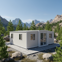 Casa Contenedor Prefabricada de Lujo, Plegable, Portátil, de Dos/Tres Habitaciones, con Doble Ala Expandible, para Hotel