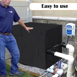 Customized Heat Pump Cover Outdoor Unit Protection Black Polyester Easy Install Pool Heater Dust Cover - Product Image 1
