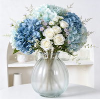 Bunga Hydrangea Sutra Buatan, Rangkaian Bunga Hydrangea, Pasokan Grosir, Kualitas Tinggi, Rangkaian Bunga Batang Tunggal