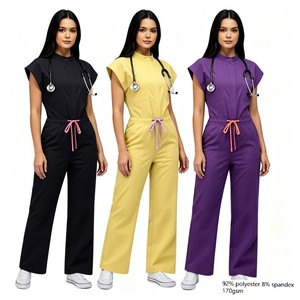 Combinaison Grande Taille 42388, Uniforme de <span class=keywords><strong>Pharmacie</strong></span> Lavande à Boutons Pression, Uniforme d'Assistant Dentaire Taille Haute Élastique - Product Image 1