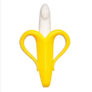 Eco-friendly Safe Baby Teether Brinquedos Banana Silicone Chew Dental Care Toothbrush