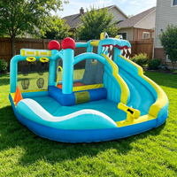 Structure gonflable aquatique Crocodile avec toboggan, parc aquatique gonflable extérieur pour enfants pour les jeux d'été dans la cour