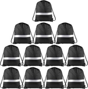 Low MOQ Custom Drawstring Reflective <b>Backpack</b> <b>Black</b> String Bags Cinch Sack <b>Backpack</b> for Team Yoga Sport Gym Traveling - Product Image 1