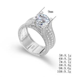 Mewah wanita 925 perak murni es Ou 5A kubik zirkonia cincin pertunangan pernikahan janji berlian cincin pemasok perhiasan - Product Image 5