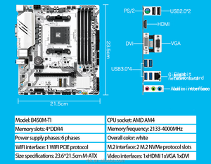 JGINYUE B450M-TI M-ATX 新型統合型ゲーミングマザーボードは、R3/R5/R7 第1/2/<span class=keywords><strong>3</strong></span>/4/5世代CPU（5700X/5600X）DDR4 SATAに対応しています。 - Product Image 6
