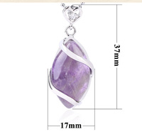 Collier tendance pour femme avec pendentif géométrique en pierre de cristal enroulée de fil, serti de cuivre et plaqué argent, chaîne à maillons, cadeau
