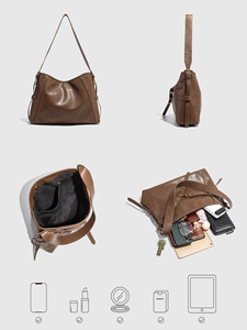 Nouveau sac fourre-tout rétro haut de gamme pour femme, style motard, à porter à l'épaule ou en bandoulière, grande capacité, fermeture éclair, en polyester et PU - Product Image 5