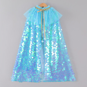 Capa de Lentejuelas de Sirena para Niñas 2026, Disfraz de Princesa para Halloween, Chal Brillante para Bebés y Niñas Pequeñas, Disfraz para Fiesta de Cumpleaños y Actuaciones Escénicas - Product Image 5