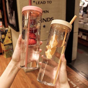 Tasse à thé portable pour femme avec grande capacité, en verre et paille en plastique, fonction de séparation eau/thé - Product Image 3