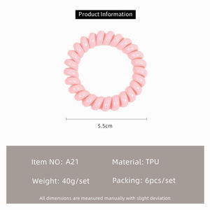 Lot de 6 Élastiques à <span class=keywords><strong>Cheveux</strong></span> Transparents en <span class=keywords><strong>Spirale</strong></span> Type Fil Téléphone pour Femmes et Filles – Chouchous Rapides - Product Image 4