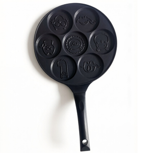 Molde <span class=keywords><strong>para</strong></span> Panqueques y Mini Crepas de Aleación de Aluminio Antiadherente, Ecológico, Apto <span class=keywords><strong>para</strong></span> <span class=keywords><strong>Horno</strong></span> y Lavavajillas, con 7 Cavidades y Mango de Madera - Product Image 1