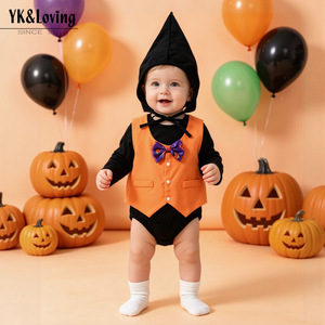 Set Completo Neonato Maschio Halloween: Tutina, Papillon, Gilet e Cappello <span class=keywords><strong>da</strong></span> Mago - Outfit <span class=keywords><strong>da</strong></span> Gentiluomo per Foto e Primo Compleanno - Ingrosso - Product Image 5