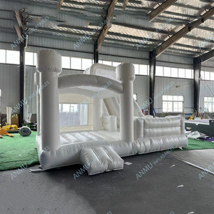 Château gonflable de maison de rebond de videur de maison de rebond de catégorie commerciale blanche extérieure avec la glissière - Product Image 3