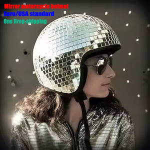 Cool Fashion Handmade Half Face Disco Ball <span class=keywords><strong>Casque</strong></span> de <span class=keywords><strong>moto</strong></span> Nouveau matériau ABS pour DJ Night Club Party Prop ou Surface de miroir - Product Image 1