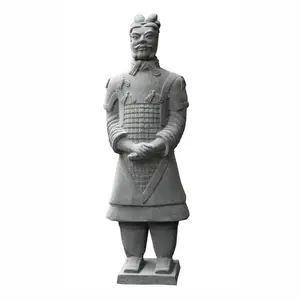 Statue <span class=keywords><strong>de</strong></span> soldat chinois antique <span class=keywords><strong>de</strong></span> taille réelle en granit, calcaire et <span class=keywords><strong>terre</strong></span> <span class=keywords><strong>cuite</strong></span>, sculpture des guerriers <span class=keywords><strong>de</strong></span> terracotta - Product Image 1