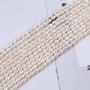Perles d'eau douce Zhuji 4-5 mm, forme de riz, blanches, naturelles, accessoires de bijoux DIY, vente en gros - Product Image 4