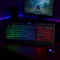 Clavier de jeu à membrane rétroéclairé arc-en-ciel Xtrike Me KB-508, taille standard, 114 touches, boutons multimédias, filaire USB, anti-ghosting