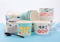 150ml Mini Tub Yaourt Boîte D'emballage Conteneur Papier Crème Glacée Tasse Avec Couvercle Tasse En Papier pour Yaourt