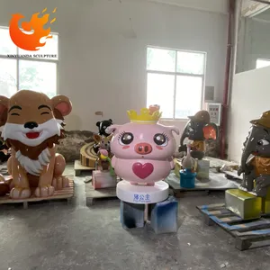 Escultura de animales de dibujos animados de resina personalizada de fábrica/estatua de zoológico de fibra de vidrio de Venta caliente/admite tamaños personalizados