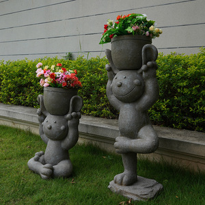 Pot de fleurs en forme de lapin, décoration de jardin, sculpture d'extérieur, jardinière animale de dessin animé pour aménagement paysager - Product Image 3