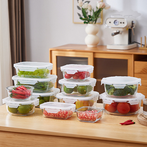 PrepNaturals 5個セット 34オンス 角型ガラス製ミールプレップ容器 液漏れ防止 食洗機/電子レンジ/冷凍庫/オーブン対応 キッチン用 - Product Image 2