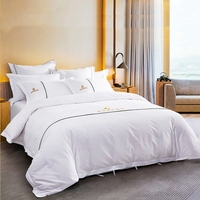 Parure de Lit de Luxe en Satin de Coton Égyptien Blanc Taille Queen, Housse de Couette et Linge de Lit
