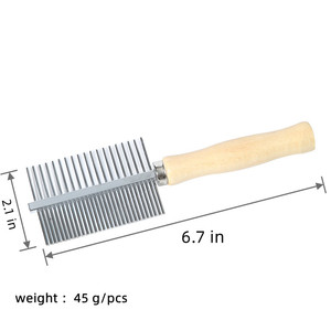 Produttori di prodotti per animali domestici pettine per animali domestici a doppio lato con manico in legno diretto 6.7x2.1 pollici pettine con manico in legno per cane gatto