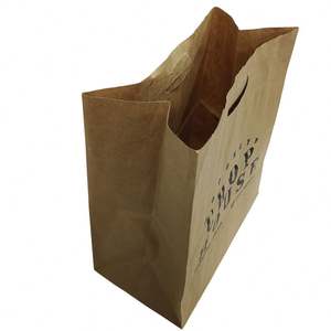 Sacs de courses en papier kraft écologiques et recyclables personnalisables avec poignée découpée pour pizza, lait, sushi - Logo couleur personnalisé en usine - Product Image 1