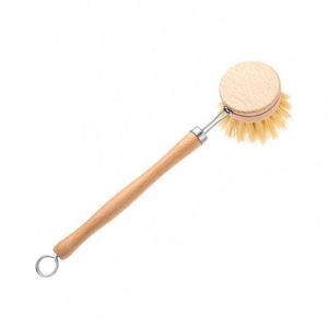 Wooden Handle Natural Sisal Bristle Cleaning Dish <b>Brush</b> Pot Pan Bowl <b>Scrub</b> <b>Brush</b> for Kitchen - Product Image 1