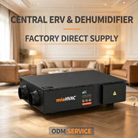 Ventilateur de récupération d'énergie 2-en-1 500m/h, déshumidificateur, montage au plafond, HRV ERV 58L/D, système HVAC pour maison, hôtel, hôpital