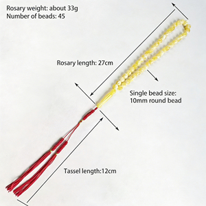 Rosario Musulmán Estilo Árabe Tasbih, 45 Piezas, 10mm, Resina Amarilla, Tasbih para Adoración Musulmana, una Fusión de Fe y Arte Islámico - Product Image 5