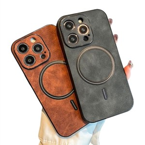 Funda magnética con textura de cuero TPU para <span class=keywords><strong>iPhone</strong></span> 15 16 Pro <span class=keywords><strong>Max</strong></span> 14 13 XR <span class=keywords><strong>XS</strong></span> <span class=keywords><strong>Max</strong></span>, Funda de cuero <span class=keywords><strong>Original</strong></span> con <span class=keywords><strong>cargador</strong></span> inalámbrico - Product Image 1