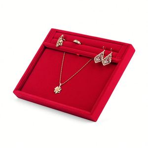 Velvet <b>Jewelry</b> <b>Tray</b> HighEnd Metal Necklace Ring Earring Display Stackable - Product Image 6