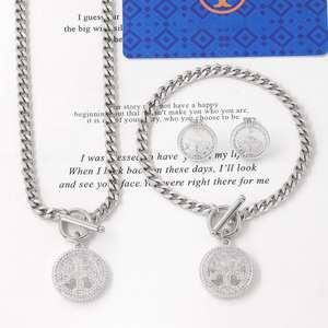 Recién Llegado, Juego de Joyería de Acero Inoxidable Chapado en Oro de 18k con Circonita, Joyería de Diseño de Lujo, Marca de Joyería para Mujer - Product Image 3