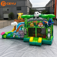Château gonflable personnalisé Ceyu pour fête d'anniversaire sur le thème de la jungle, aire de jeux extérieure avec toboggan pour enfants