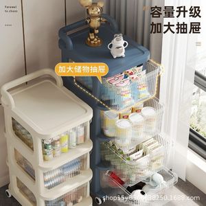 Miniature <b>Trolley</b> Storage Rack 5 Tier Plastic Drawer Style With Wheels For Baby Storage Organization - Product Image 5