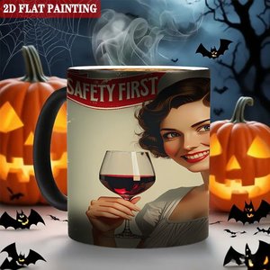 Mug en céramique noir givré 11 oz, changeant de couleur à la chaleur, pour pique-nique en plein air - Product Image 6