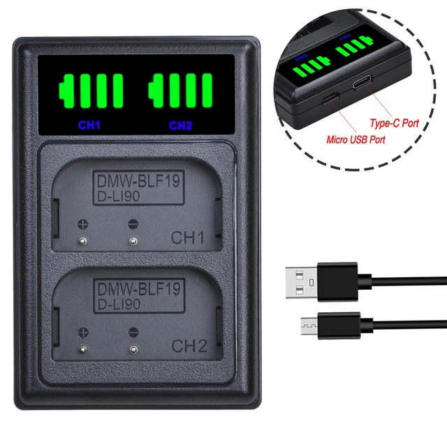 DMW-BLF19 DMW BLF19 DMWBLF19 BLF19e BLF19PP LED USB Dual Charger for Pana Sonic Lumix DC-GH5 DMC-GH3 GH3K GH4 GH4K