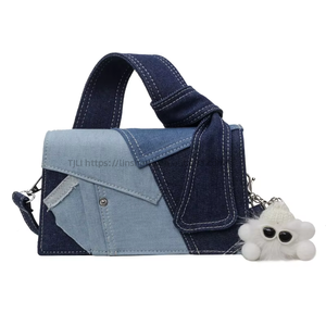 Women's Designer Denim One-Shoulder Crossbody Phone Bag Simple Summer Trendy Splicing Small <b>Square</b> Handbag Ladies Tanjing - Product Image 1