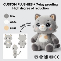 Fabricant de jouets en peluche personnalisés OEM ODM, peluche chat gris Kawaii, rembourrage en coton PP, peluche douce et bien garnie, jouet en peluche personnalisé