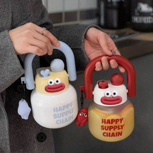 Wholesale Big Belly Cup Double <b>Drinking</b> Carrying Pot Large Capacity Cute Ton Bucket Male and Female Students Trend <b>Plastic</b> - Product Image 6
