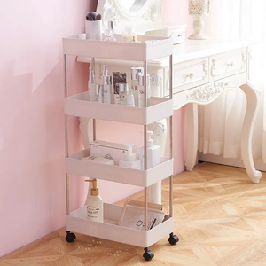 La Esquina de cocina estrecha de plástico de cuatro capas ahorra espacio estante de plástico desmontable con ruedas - Product Image 5
