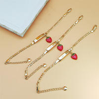 Bracelet en cuivre pour enfants motif fraise, plaqué or 14 carats, chaîne à barre vierge, bijoux en cuivre pour filles - Grande Vente