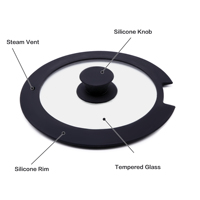 Couvercle en verre trempé transparent de 5 mm, résistant à la chaleur, pour casseroles et poêles de 22 cm
