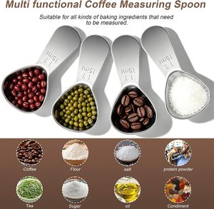 ช้อนตวงกาแฟสแตนเลส 4 ชิ้น-15 มล. (<span class=keywords><strong>1</strong></span> ช้อนโต๊ะ) ช้อนตวงด้ามสั้นสำหรับกาแฟ เอสเพรสโซ ผงโปรตีน และอื่นๆ - Product Image 4