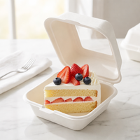 Boîte à burger jetable en bagasse de canne à sucre de 6 pouces avec fenêtre transparente pour la vente à emporter en restaurant