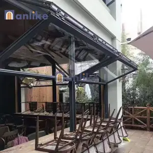 Anlike Sound Proof Horizontal Up Black Glass Screen Awnings For Home Commercial Windows Folding Remote Control