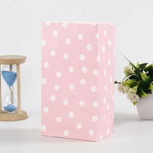 Sac en papier à fond carré à pois colorés, sac à bonbons à thème créatif pour fête, sac d'emballage alimentaire pour table à manger - Product Image 4